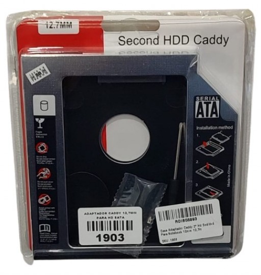 Adaptador Caddy Universal 12.7mm HD SSD DVD 